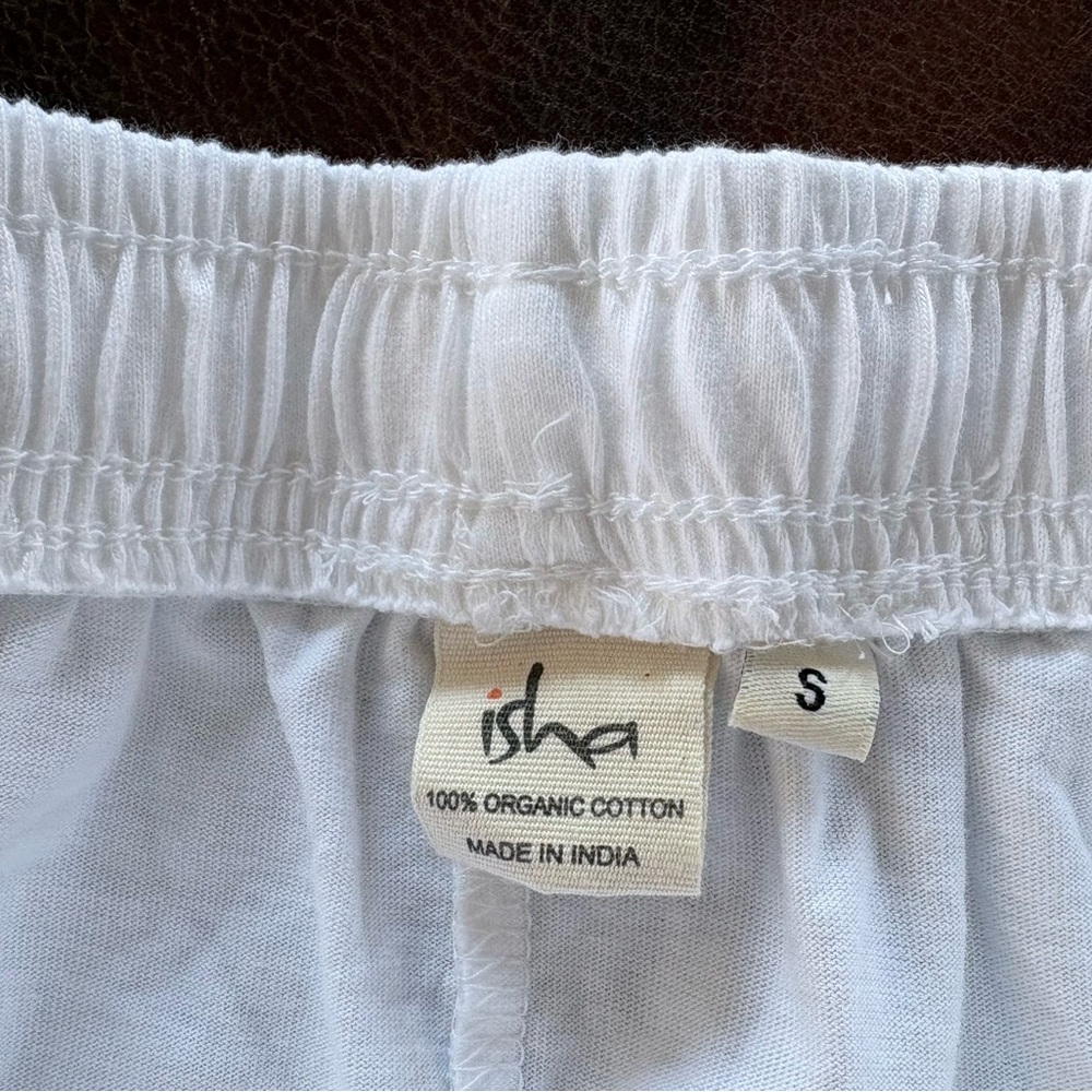 ISHA Organic Cotton White Lounge Sleep Pants - Picture 2 of 3